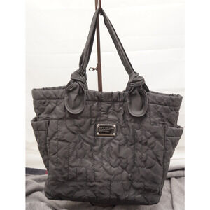 Marc By Marc Jacobs Black Nylon Quilted Tate Tote Bag Magnetic Closure